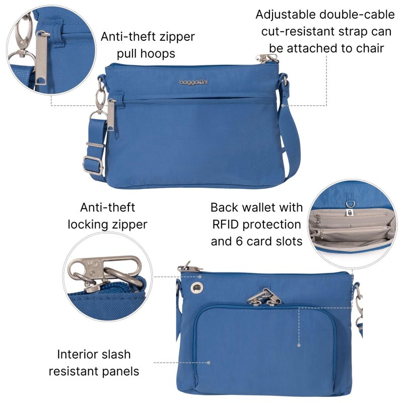 Baggallini SecurtexÂ® Anti-theft Memento Crossbody Bag - Lightweight 9.75"x7" Travel Purse - Image 3