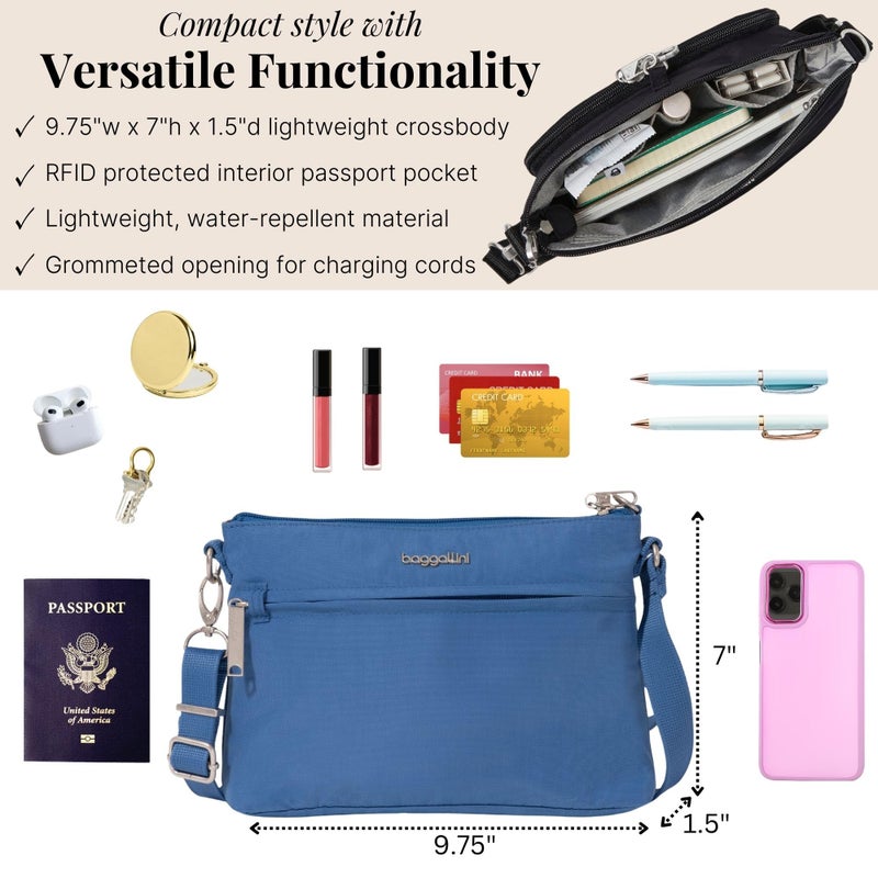 Baggallini SecurtexÂ® Anti-theft Memento Crossbody Bag - Lightweight 9.75"x7" Travel Purse - Image 4