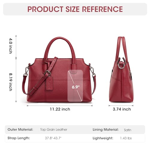 Kattee Genuine Leather Handbags for Women, Soft Hobo Satchel Shoulder Crossbody Bags Ladies Purses - Image 3