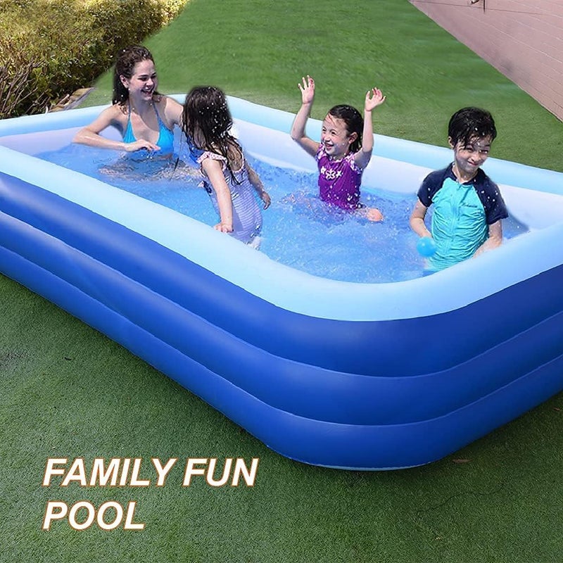 XFlated Inflatable Swimming Pools, 118" X 66" X 21" Full-Size Inflatable Pool for Kids and Adults, Durable Family Lounge Pool, Kiddie Pool for Backyard, Garden or Indoor (Blue) - Image 3