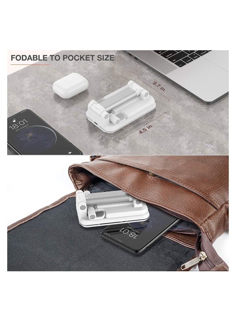 Dual 10W 2 in 1 Wireless Charger Stand,Angle Height Adjustable Wireless Charging Cell Phone Desk Holder Dock Compatible with iPhone 12/11 Pro/XS/XR/X,AirPods,Galaxy S20/S10 etc - Image 5