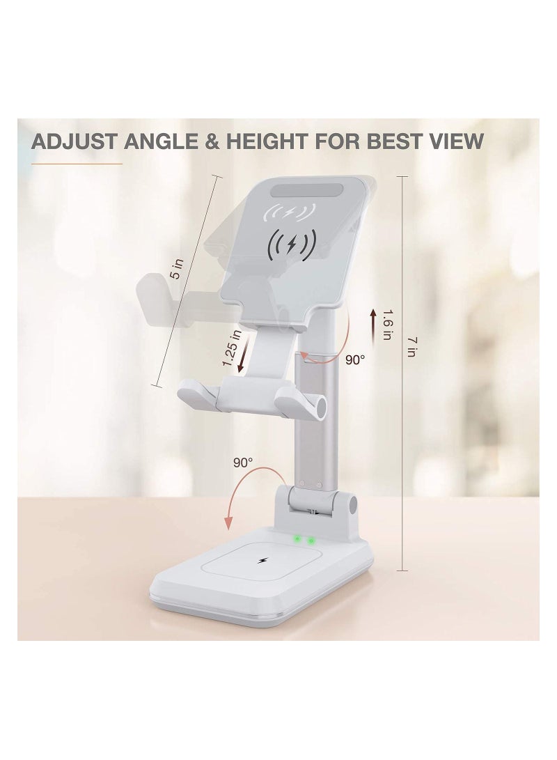 Dual 10W 2 in 1 Wireless Charger Stand,Angle Height Adjustable Wireless Charging Cell Phone Desk Holder Dock Compatible with iPhone 12/11 Pro/XS/XR/X,AirPods,Galaxy S20/S10 etc - Image 4