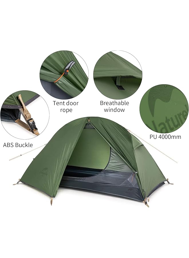 ناتشرهايك خيمة خفيفة الوزن للغاية تتسع لنصف شخص ومقاومة للماء للتخييم وركوب الدراجات والمشي لمسافات طويلة - Image 3