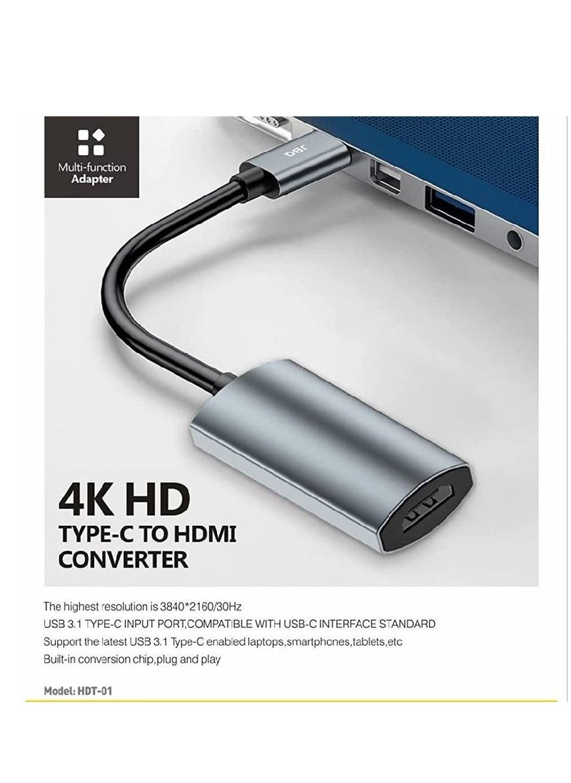 USB Type-C to HDMI 4K HD Converter Compact Travel-Friendly Design HDT-01