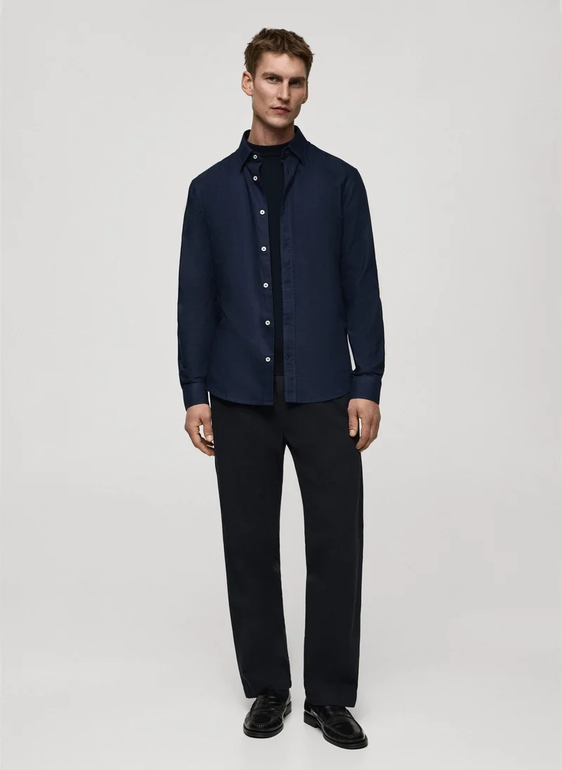 Mango Man Oxford Long Sleeve Regular Fit Shirt