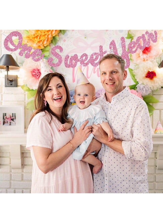 بيشيدا لافتة عيد ميلاد حلوة لامعة وردية من BEISHIDA (مُثبتة مسبقًا)، لوازم زينة حفلات الذكرى السنوية الأولى للأولاد والبنات، لافتة عيد ميلاد حلوة، لافتة معلقة لحفل استقبال الطفل الأول - Image 4