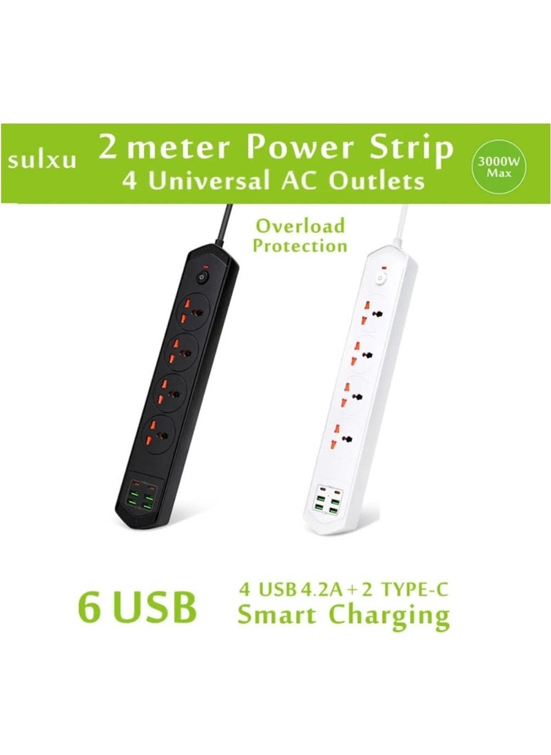 Lisa Butik - Lisa Boutique 10 Input 4+4 USB + 2 Type-C Multiple Socket 2 M Cable Current Protection Switched Extension Group Socket 3000W - Image 1