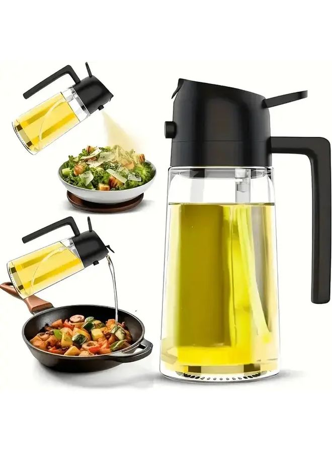 Black Dual Purpose Oil Dispenser Spray Bottle For Cooking Grilling Salads Baking - Image 1
