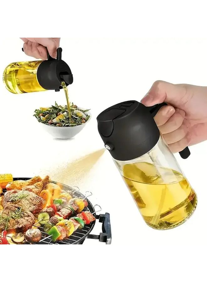 Black Dual Purpose Oil Dispenser Spray Bottle For Cooking Grilling Salads Baking - Image 4
