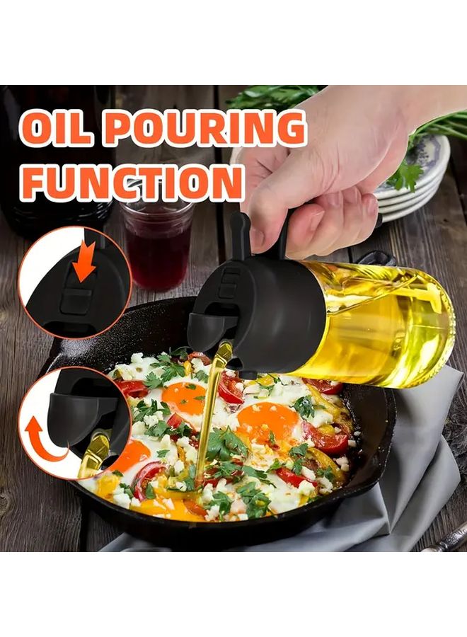 Black Dual Purpose Oil Dispenser Spray Bottle For Cooking Grilling Salads Baking - Image 2
