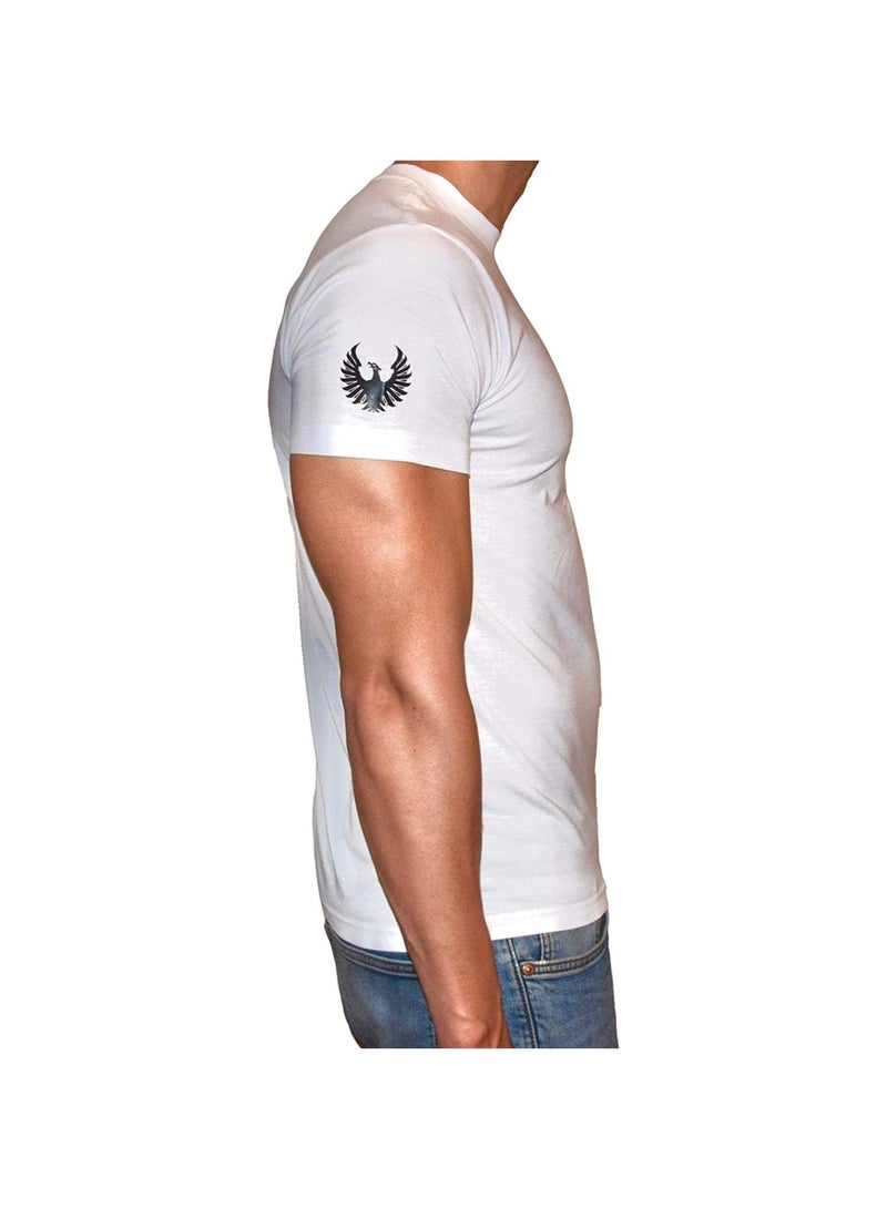 Phoenix PHOENIX Basic White Round Neck T-Shirt For Men  - Image 3