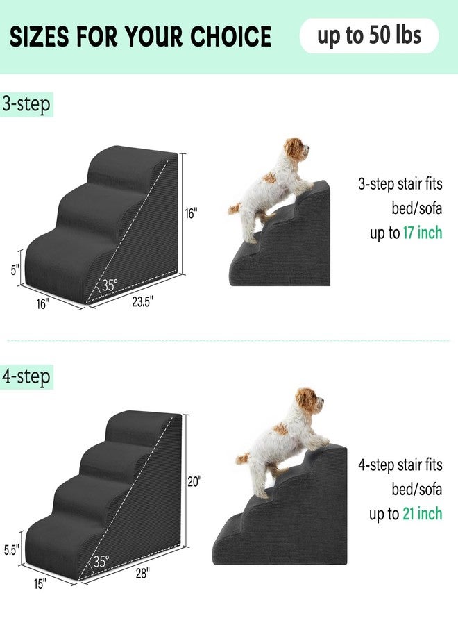 Mesa Lemon Dog Steps for Small Dogs, 4-Step Pet Ramp Stairs for High Beds and Sofa, Non-Slip Pet Stairs for Small Dogs and Cats, Removable and Easy to Clean Cover, Black - Image 4