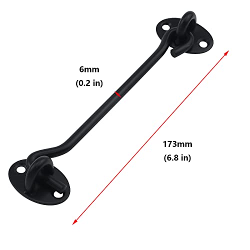 Antrader 6-inch Solid Thicken Stainless Steel Hook Eye Latch Safety Cabin Door Window Lock Sliding Barn Door Latch Lock with Screws, Black - Image 3