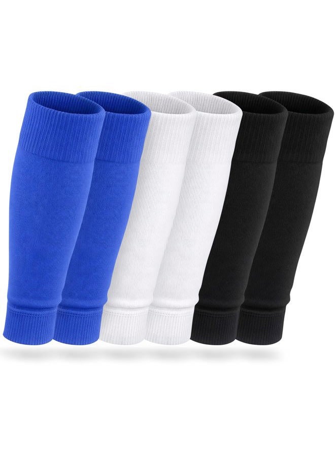 Vidroxin 3 Pairs Pre Cut Soccer Socks, Soccer Leg Sleeves Compatible With Grip Socks for Football Baseball Softball Rugby, Black-white-blue, M - Image 1