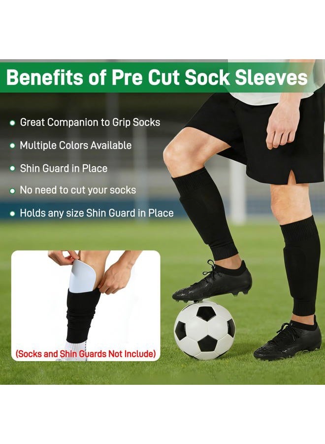 Vidroxin 3 Pairs Pre Cut Soccer Socks, Soccer Leg Sleeves Compatible With Grip Socks for Football Baseball Softball Rugby, Black-white-blue, M - Image 4
