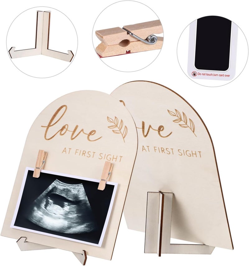 ULTECHNOVO Wooden Sonogram Picture Frame Rustic Nursery Decor with Stand and Clip for Photo Display - Image 4