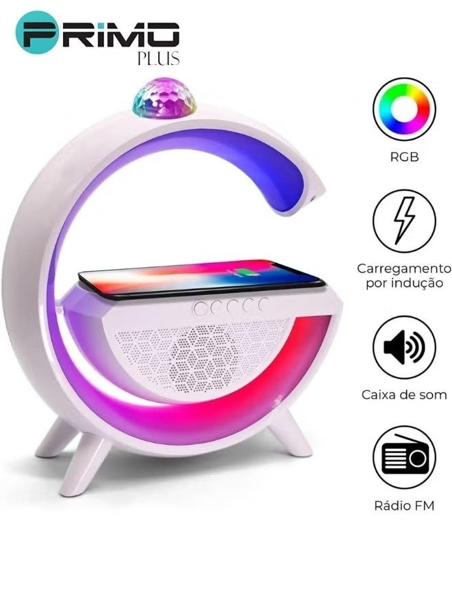 led wireless charging speaker wireless charger 15w, FM radio, LED Desk Lamp, Table Lamp, for Bedroom, Room Decor, Gift, Party, BT2301 (White) - Image 1