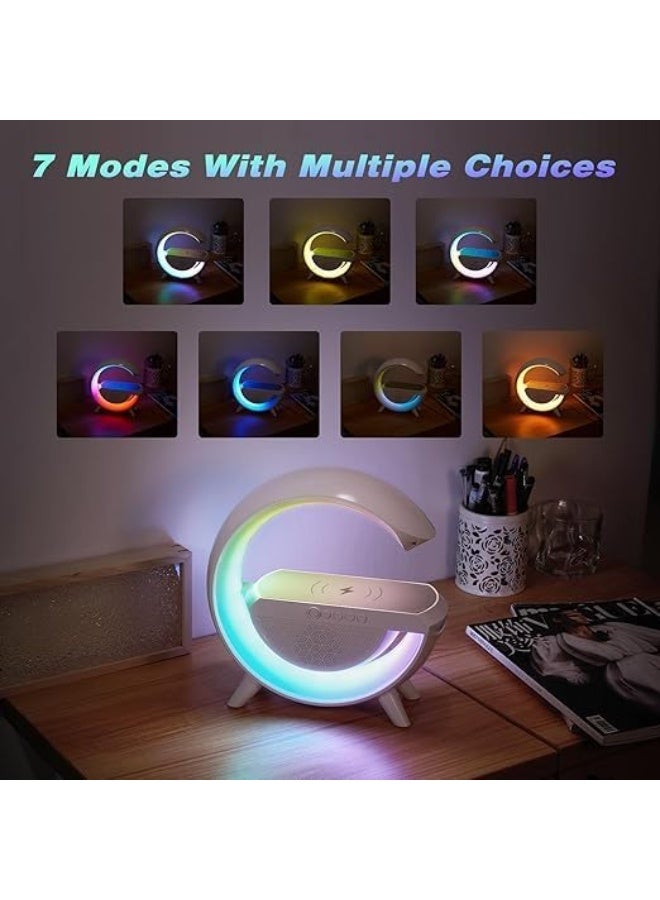 led wireless charging speaker wireless charger 15w, FM radio, LED Desk Lamp, Table Lamp, for Bedroom, Room Decor, Gift, Party, BT2301 (White) - Image 5