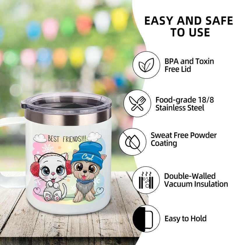 Volhoply 14oz sublimation Insulated Stainless Steel Coffee Mug with Leakproof Lid,Double Wall Vacuum Travel Cup with Handle,Reusable Metal Cups Tumbler,Camping Mugs Keep Hot/Cold(Sublimation,1 Set) - Image 5