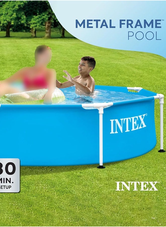 INTEX Metal Frame Round Blue Swimming Pool 244x51cm  - Image 5