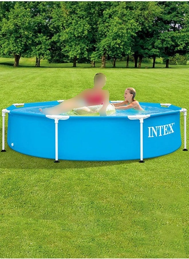 INTEX Metal Frame Round Blue Swimming Pool 244x51cm  - Image 2