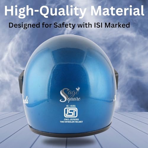 Sage Square Audi Full Face Clear Visor Helmet | ISI Certified | High Standard Safety | Extra Comfort & Stylish (Small, Blue Glossy) - Image 4
