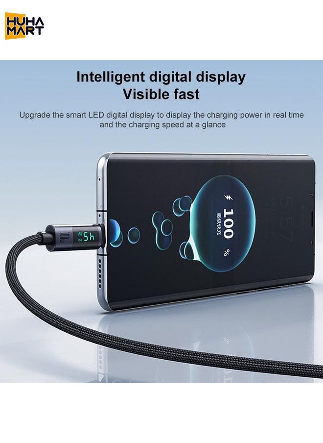 HuHa Mart Yesido CA158 PD100W USB-C / Type-C to USB-C / Type-C Digital Display Charging Data Cable, Cable Length: 1.2m (Black)  - Image 2