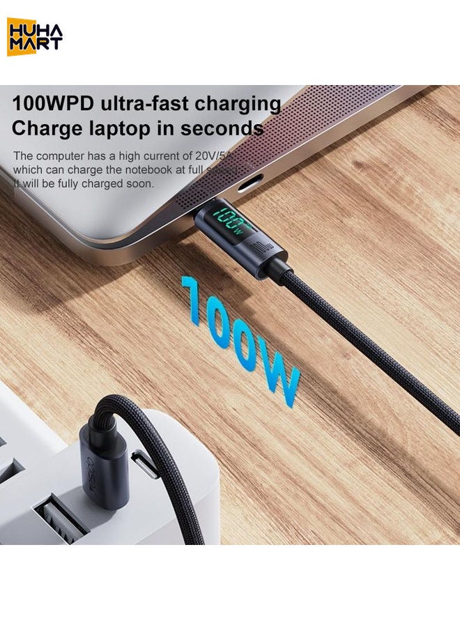 HuHa Mart Yesido CA158 PD100W USB-C / Type-C to USB-C / Type-C Digital Display Charging Data Cable, Cable Length: 1.2m (Black)  - Image 3