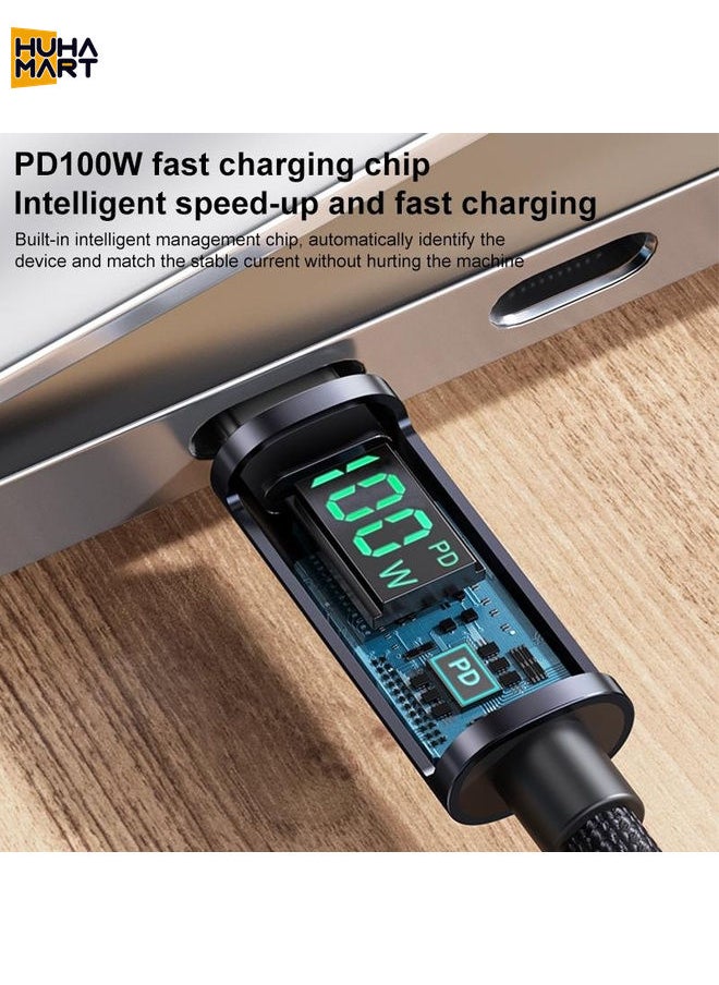 HuHa Mart Yesido CA158 PD100W USB-C / Type-C to USB-C / Type-C Digital Display Charging Data Cable, Cable Length: 1.2m (Black)  - Image 5