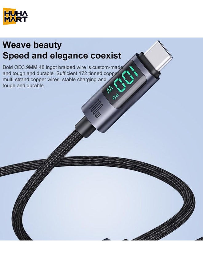 HuHa Mart Yesido CA158 PD100W USB-C / Type-C to USB-C / Type-C Digital Display Charging Data Cable, Cable Length: 1.2m (Black)  - Image 4