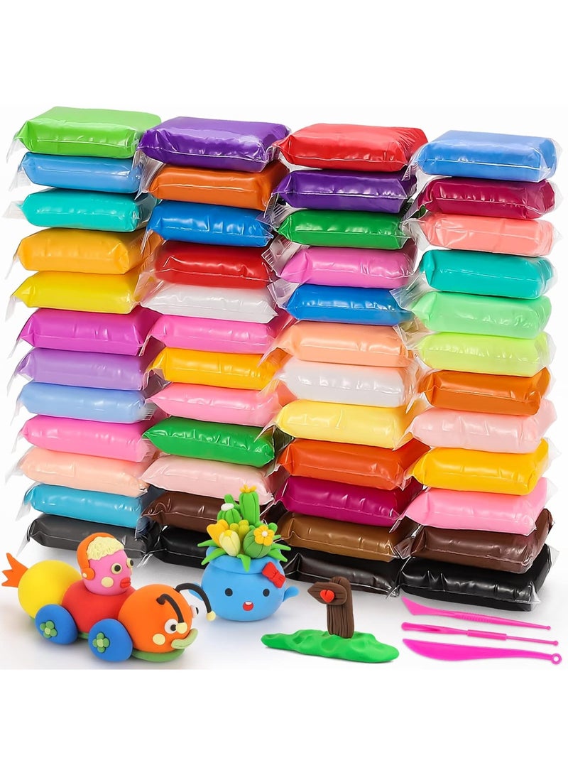 Betaoby 48 Colors Plasticine with 3 Sculpting Tools, Ultra Light Air Dry Clay, Modeling Clay Kit, DIY Plasticine for Children Education - Image 1