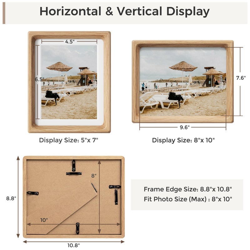 Heimlove 8x10 إطارات الصور الطبيعية خشب خشبي طبيعي مصنع إطار صورة مصنوع مع حصيرة إلى 5x7 صورة التخرج عرض صورة عائلة صورة الزفاف على الطاولة والجدار - Image 3