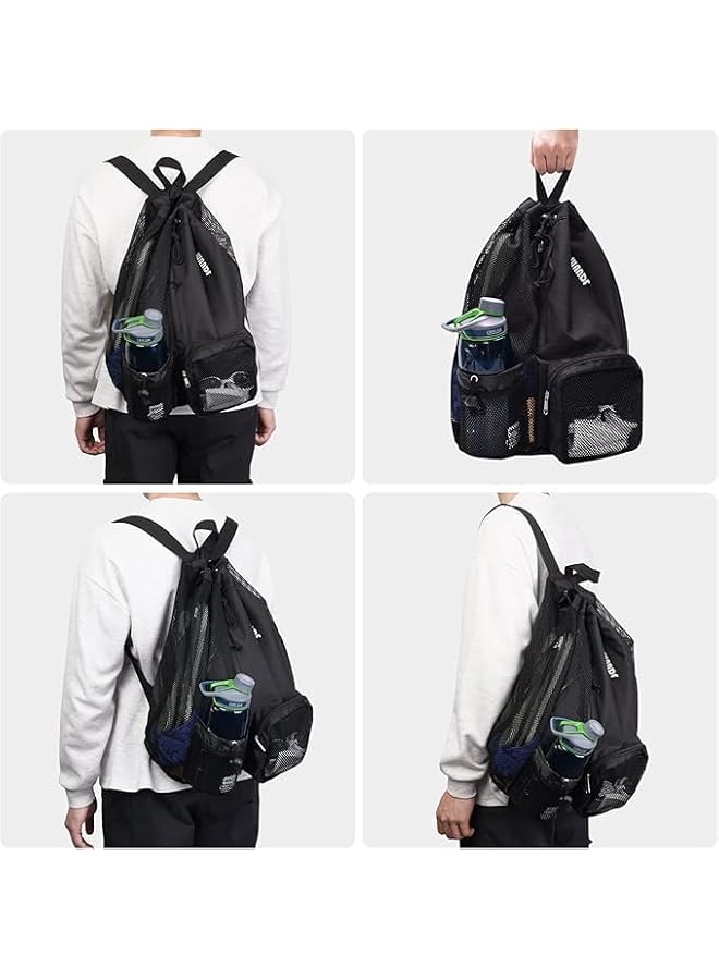S-TOP Swim Bag Mesh Drawstring Backpack Dry-wet Separationï¼ŒBeach Backpack with Wet Pocketï¼ŒGym Bags for Swimming Pool Sports Beach Meshï¼ŒGear Bag Cinch Wrestling Classic - Image 3
