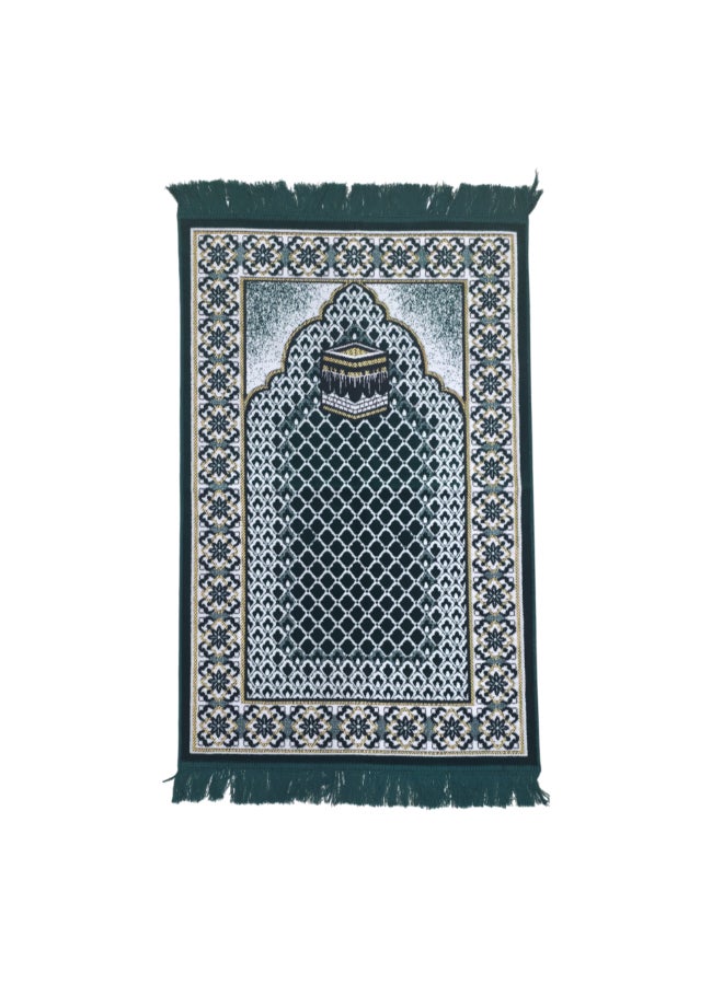 ريف سجادة صلاة إسلامية بطبعة الكعبة جودة ممتازة أخضر وأبيض 70 x 110 سم SP 90S102027GRN - Image 1