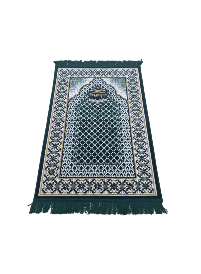 ريف سجادة صلاة إسلامية بطبعة الكعبة جودة ممتازة أخضر وأبيض 70 x 110 سم SP 90S102027GRN - Image 2