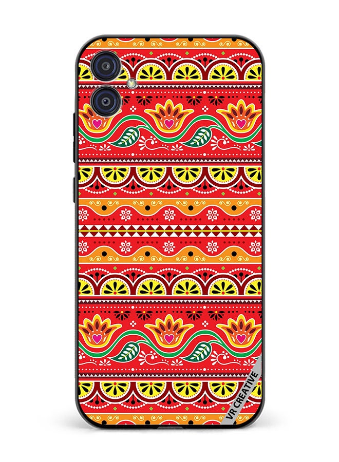 VR CREATIVE Protective Case Cover For Samsung Galaxy M04/F04 Indian And Pakistani Flowers And Leaves In Red And Yellow Design Multicolour - Image 1