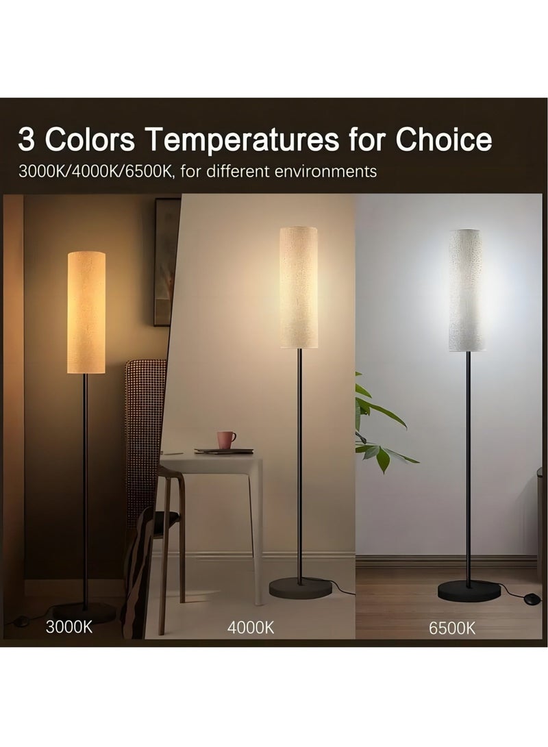 كيلا مصباح أرضي لغرفة المعيشة قطعة واحدة، مصباح أرضي LED بـ 3 درجات حرارة ألوان، 3000-6500 كلفن، 9 وات، مصباح أرضي، مصباح قراءة حديث مع غطاء من الكتان ومفتاح للقدم، مصباح أرضي قديم لغرفة المعيشة وغرفة النوم بيج/أسود 175 سم - Image 2