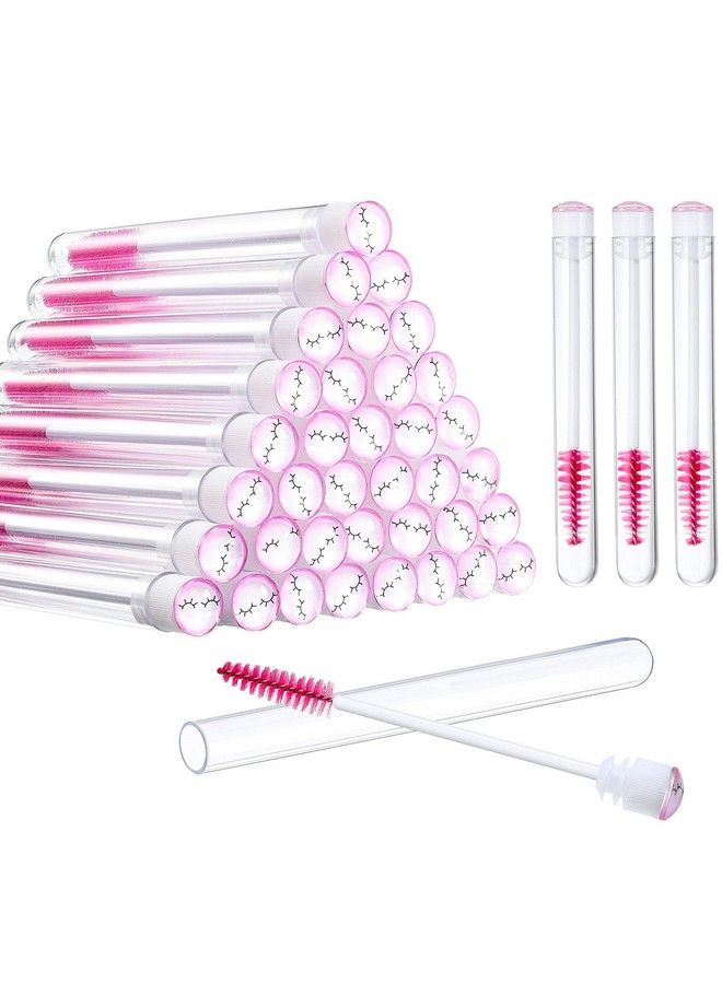 Patelai 80 Pieces Disposable Mascara Brushes Tubes Set 40 Pieces Empty Mascara Wand Tube With 40 Pieces Eyelash Brush Makeup Tool Cleaning Brush For Eyelash Extension (Pink Eyelash Style) - Image 1