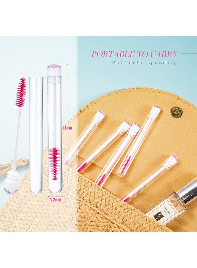 Patelai 80 Pieces Disposable Mascara Brushes Tubes Set 40 Pieces Empty Mascara Wand Tube With 40 Pieces Eyelash Brush Makeup Tool Cleaning Brush For Eyelash Extension (Pink Eyelash Style) - Image 3