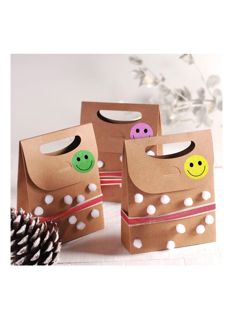 Dominy 500PCS Paporich 1 Inch Shiny Happy Face Stickers Circle Dots Labels Reward Stickers Teachers Stickers(Multicolored)  - Image 4