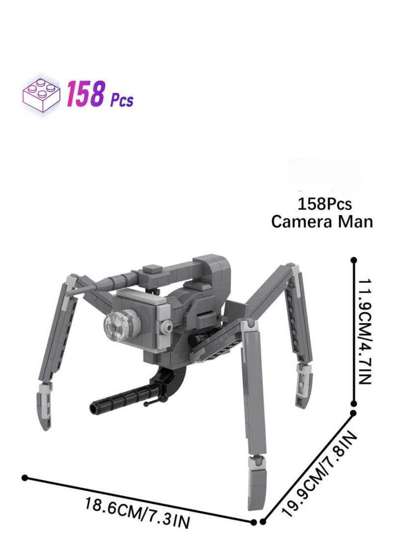 Skibidi Toilet Man Toy Building Blocks 158Pcs Camera Man Toy Ideas Toys Battle Horror Game Model Ideas Toys Gifts for Adult & Kids