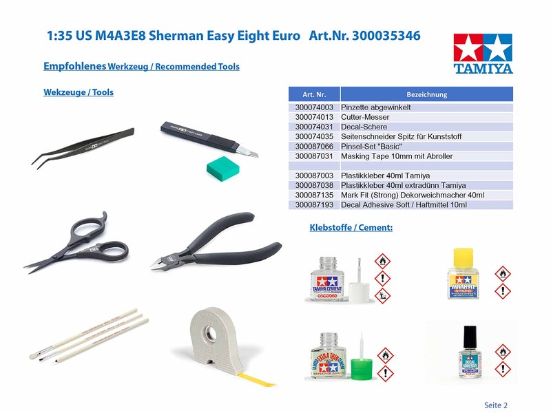 Tamiya 35346 1/35 US Medium Tank M4A3E8 Sherman Plastic Model Kit - Image 4
