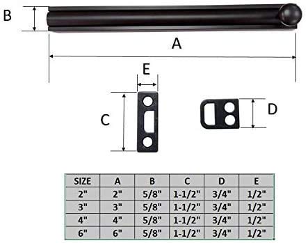QCAA Solid Brass Surface Bolt 4", Matte Black, Made in Taiwan, 2 Pack - Image 3
