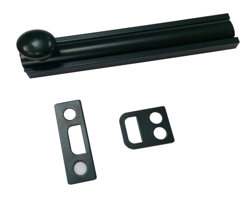 QCAA Solid Brass Surface Bolt 4", Matte Black, Made in Taiwan, 2 Pack - Image 2