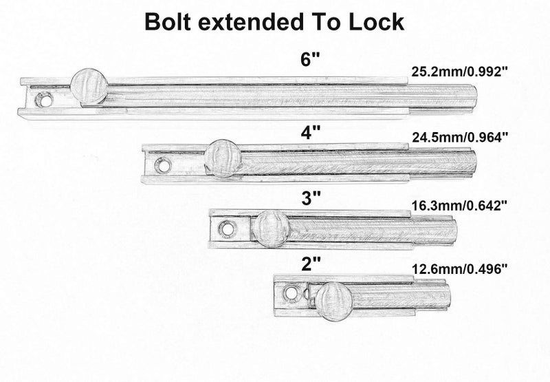 QCAA Solid Brass Surface Bolt 4", Matte Black, Made in Taiwan, 2 Pack - Image 5