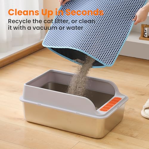 Petinstinct Cat Litter Mat, 60x45cm Large Honeycomb Double Layer Cat Litter Mat Trapper, Non Slip Waterproof Urine Proof Cat Litter Box Mat for Floor, Cat Supplies and Essentials, Blue - Image 5