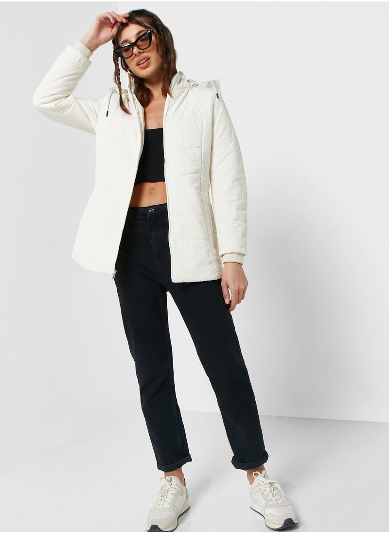 Ginger - Urban Minx Urban Minx Longline Padded Jacket With Hood - Image 1