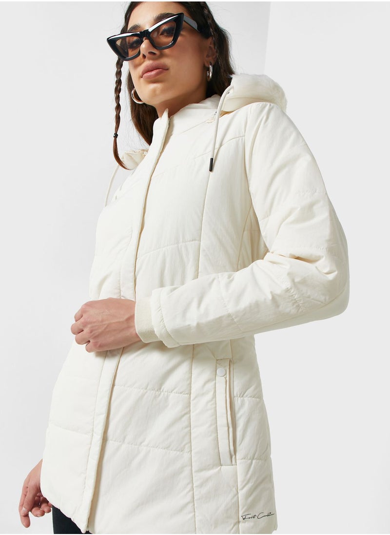 Ginger - Urban Minx Urban Minx Longline Padded Jacket With Hood - Image 1
