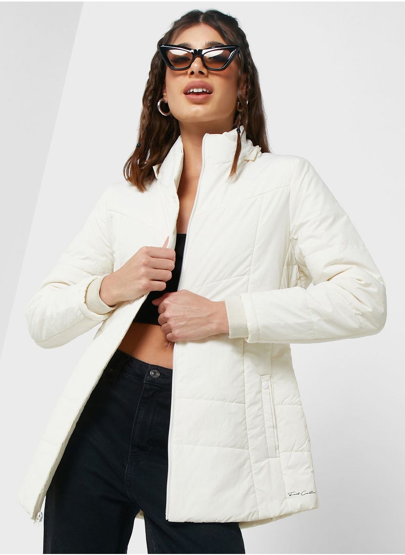 Ginger - Urban Minx Urban Minx Longline Padded Jacket With Hood - Image 1