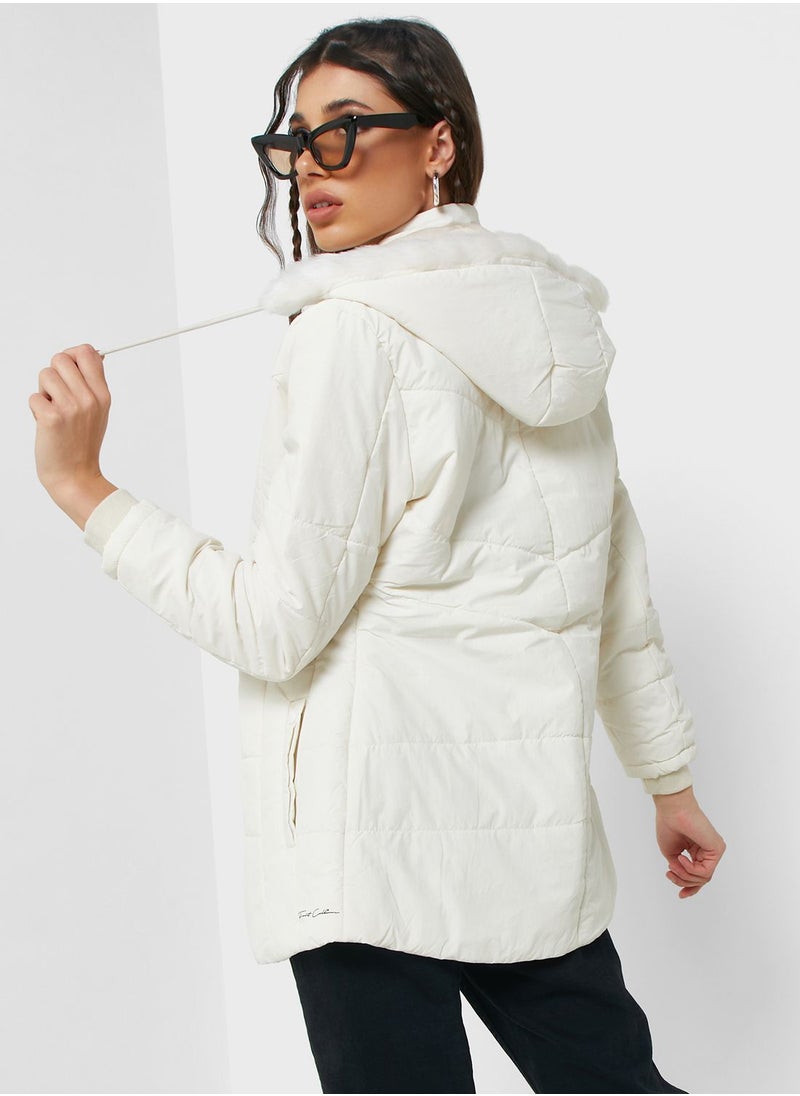 Ginger - Urban Minx Urban Minx Longline Padded Jacket With Hood - Image 1